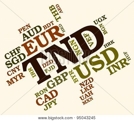Tnd Currency Indicates Tunisian Dinar And Coin
