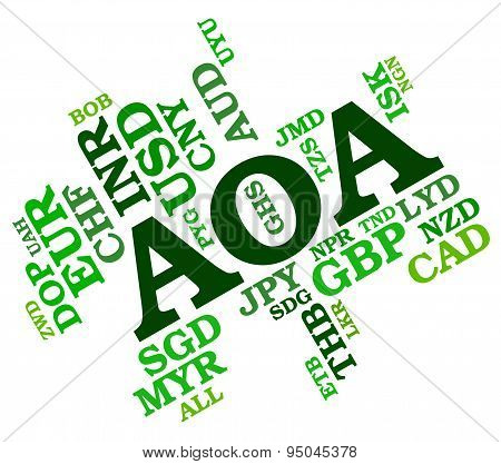 Aoa Currency Indicates Exchange Rate And Broker