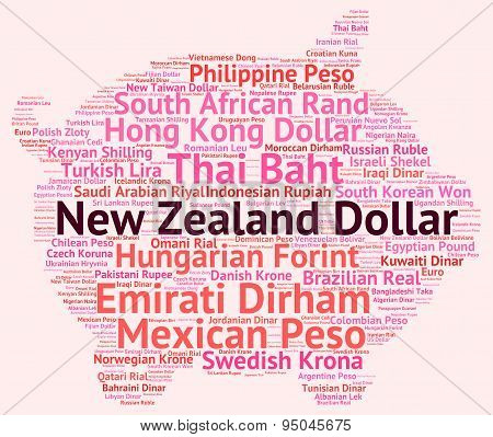 New Zealand Dollar Shows Currency Exchange And Coin