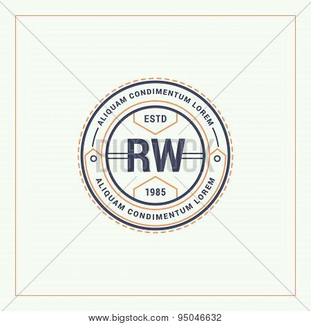 Line Art Badge Or Logo In Vintage Colors