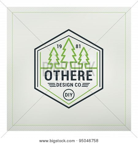 Line Art Badge Or Logo In Vintage Colors