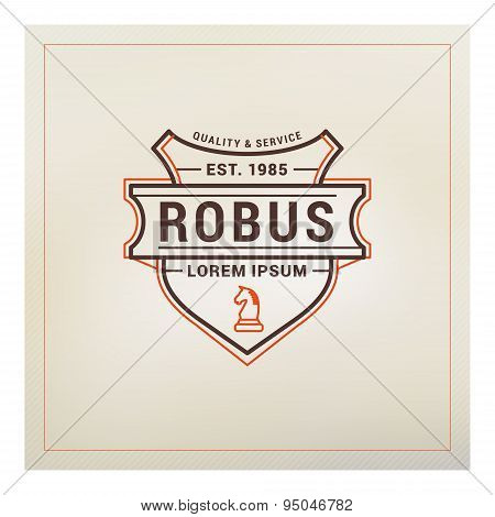 Line Art Badge Or Logo In Vintage Colors