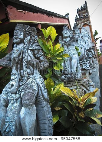 Weathered Hindu statues