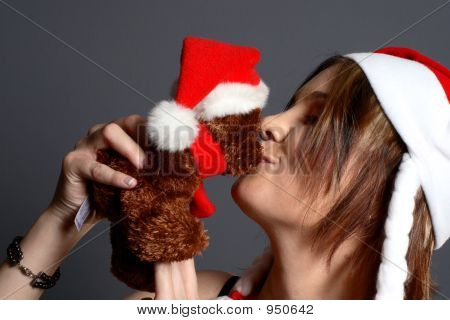 Genç Santa kız öpüşme oyuncak