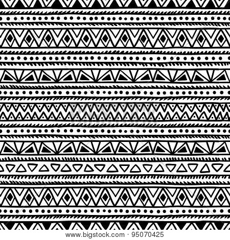 Black and white seamless ethnic background.