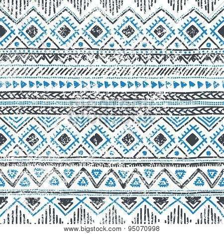 Seamless ethnic background in blue and white colors.