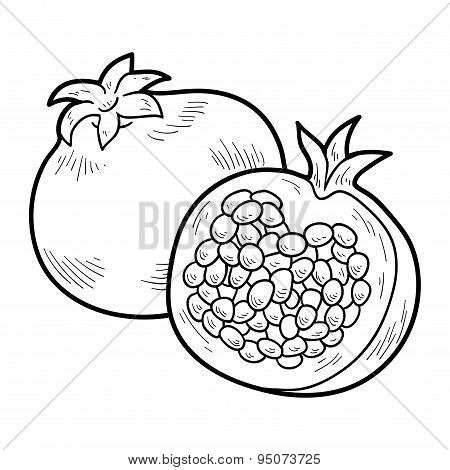 Coloring Book: Fruits And Vegetables (pomegranate)