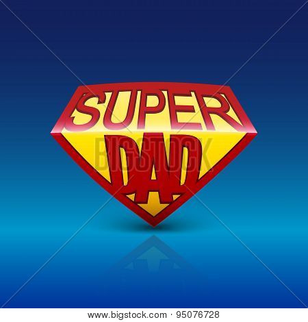 Super dad shield on blue background.