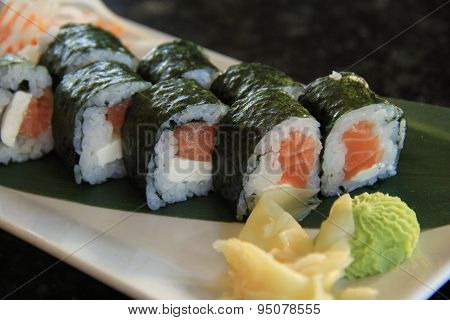 Fresh,delicious Sushi and horseradish