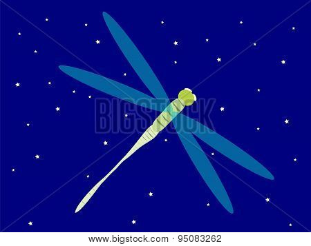 Dragonfly night sky stars lake
