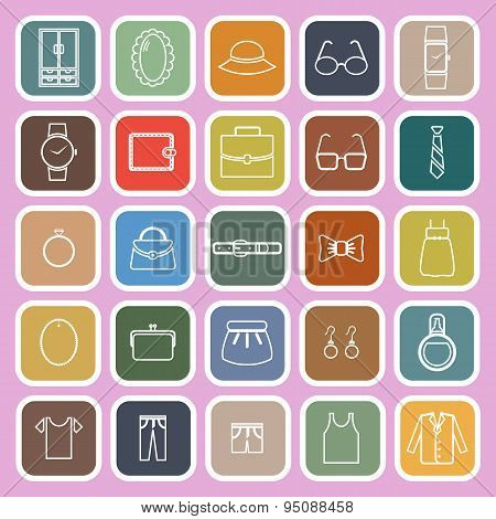 Dressing Line Flat Icons On Pink Background