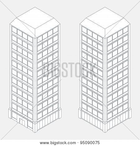 Vector Isometric Buildings. Skyscrapers.