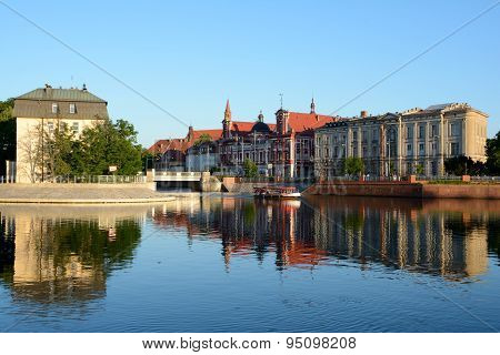 Buildings At Odra River In Wroclaw, Poland
