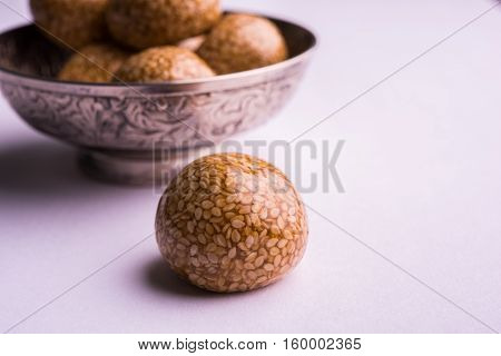 Til ke Ladoo or Til laddu or sesame sweet laddu
