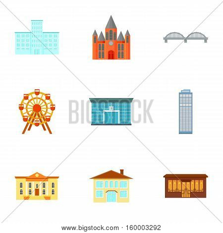 Building set icons in cartoon style. Big collection of building vector symbol stock