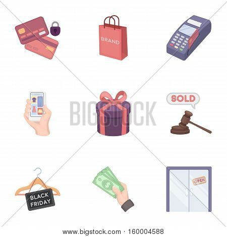 E-commerce set icons in cartoon style. Big collection of e-commerce vector symbol stock