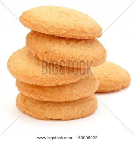 stacked short pastry cookies isolated on white background