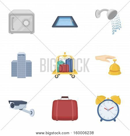 Hotel set icons in cartoon style. Big collection of hotel vector symbol stock