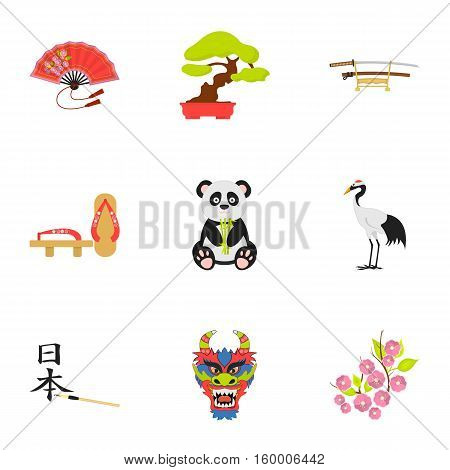 Japan set icons in cartoon style. Big collection of Japan vector symbol stock