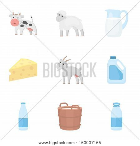 Milk set icons in cartoon style. Big collection of milk vector symbol stock