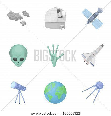 Space set icons in cartoon style. Big collection of space vector symbol stock