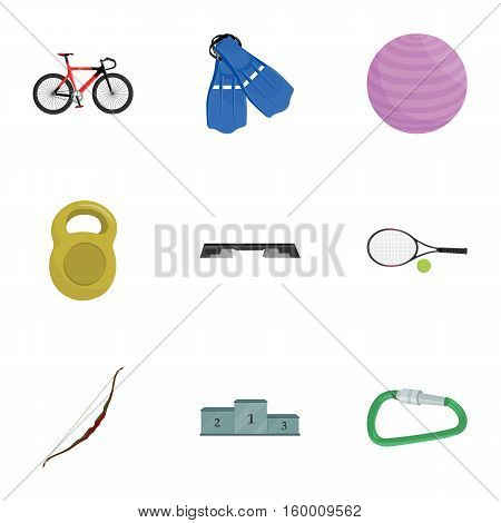 Sport and fitness set icons in cartoon style. Big collection of sport and fitness vector symbol stock
