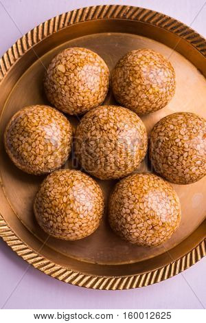 Til ke Ladoo or Til laddu or sesame sweet laddu