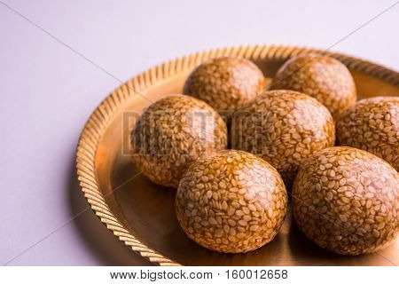 Til ke Ladoo or Til laddu or sesame sweet laddu