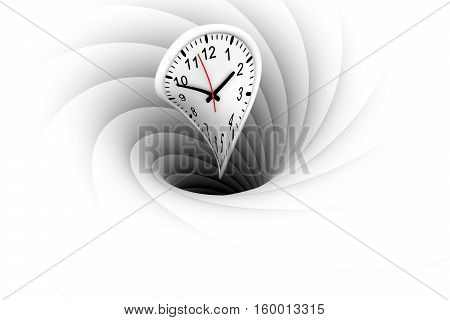 a black hole warps and absorbs the time 3d illustration