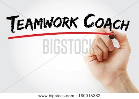Hand Writing Teamwork Coach With Marker