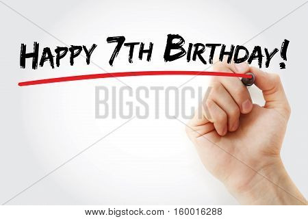 Hand Writing Happy 7Th Birthday With Marker