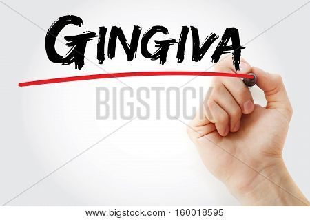 Hand Writing Gingiva With Marker