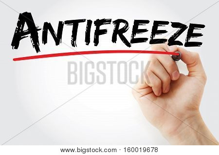 Hand Writing Antifreeze With Marker