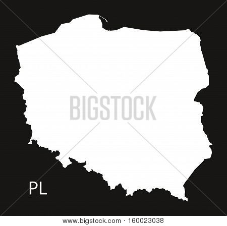 Poland Map black white country silhouette illustration