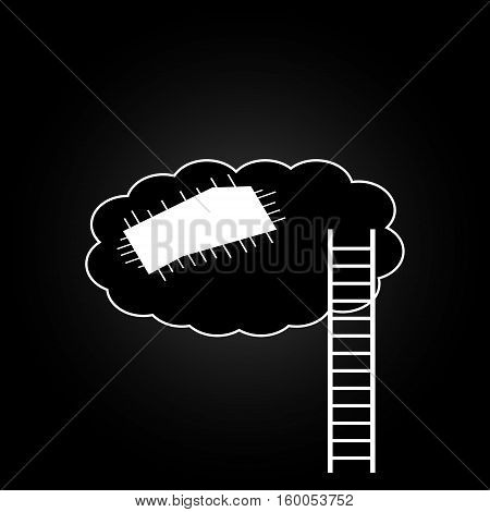 Ladder to cloud on dark background. Vector illustration