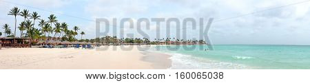 Panorama from Druif beach on Aruba island in the Caribbean Sea