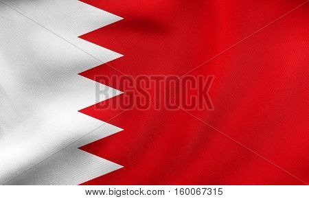 Flag Of Bahrain Waving, Real Fabric Texture