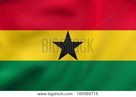 Flag Of Ghana Waving, Real Fabric Texture