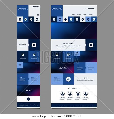 Responsive One Page Website Template with Blurred Background - Desktop and Mobile Version
