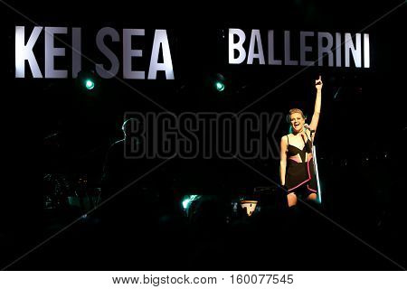 NEW YORK-DEC 2: Country music artist Kelsea Ballerini performs in concert at Irving Plaza on December 2, 2016 in New York City.