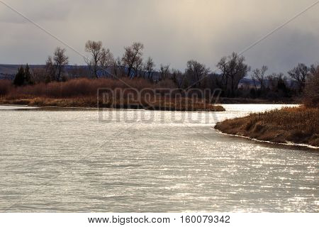 Lanscape of the river at Missouri Headwaters State Park Montana.