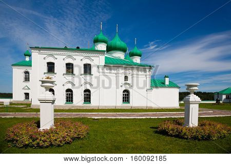 Transfiguration complex Holy Trinity Alexander Svirsky Monastery in Karelia, north of Russia.