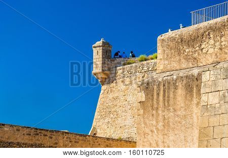 Watchtower of Santa Barbara Castle in Alicante - Spain
