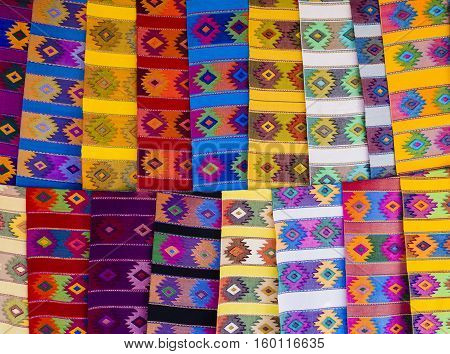 Ethnic colorful runner tablecloths with geometric shapes