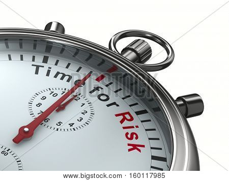 Time for risk. Stopwatch on white background. Isolated 3D image