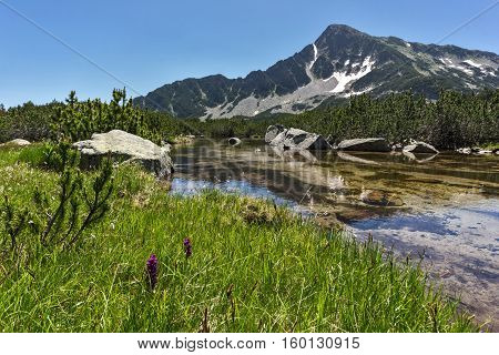 Amazing panorama of Sivrya peak and Banski lakes, Pirin Mountain, Bulgaria