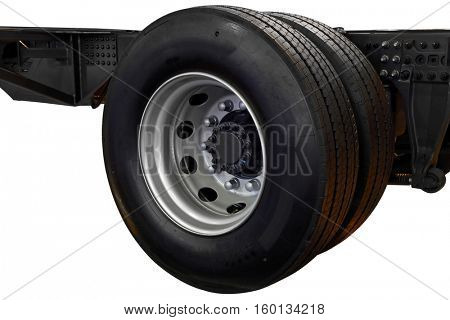 Wheel with truck tire on chassis
