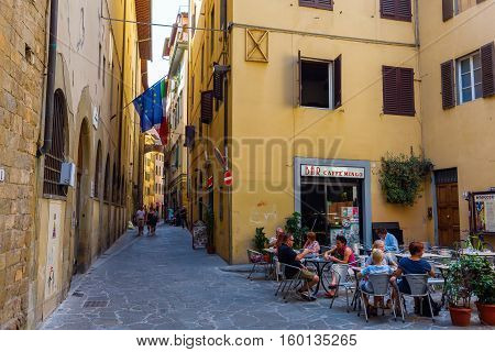 Street Scene In The Medieval Old Town Of Florence, Italy