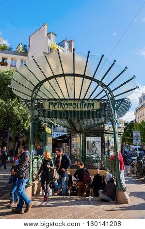 Historic Metro Station Chatelet In Paris, France
