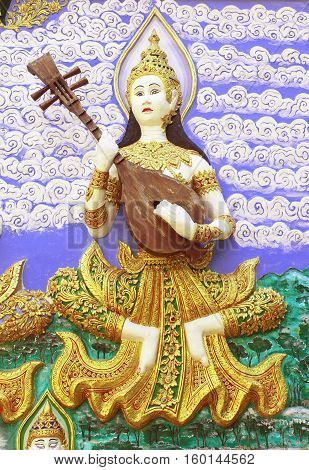 High relief stucco play the Music on background